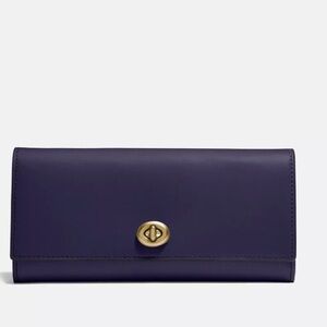 NEw Coach Turnlock Slim Envelope Wallet Cadet Blue